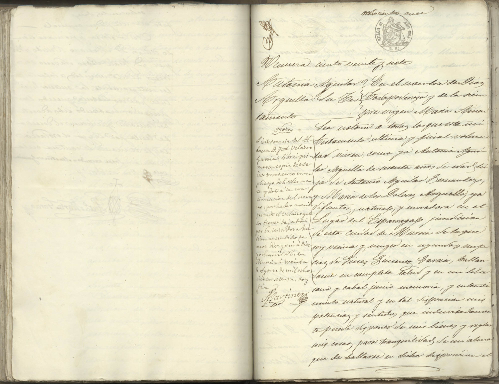 Registro de Antonio Martínez García, Murcia de 1864.